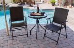 AZ Patio Heaters Three Piece Patio Set in Dark Brown Wicker