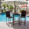 AZ Patio Heaters Bistro Patio Set in Dark Brown Wicker