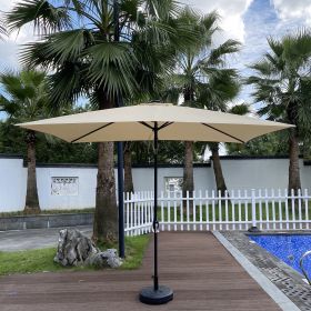 Outdoor Patio Umbrella 10 Ft x 6.5 Ft Rectangular with Crank Weather Resistant UV Protection Water R