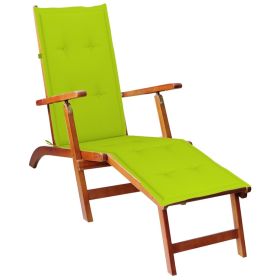 Patio Deck Chair with Footrest and Cushion Solid Wood Acacia