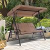 3 Persons Luxury Outdoor Porch Swing Chair With Cup Holder Cushion Pillow Canopy