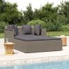 Sunbed with Cushions Gray 71.7"x46.5"x24.8" Poly Rattan