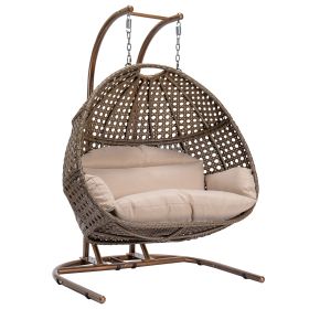 Double-Seat Swing Chair with Stand and Cushion