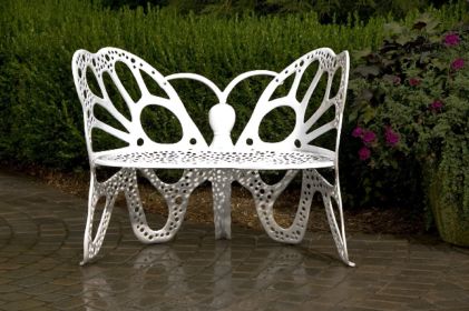 35 H x 46 W x 27 D Outdoor White Butterfly Bench, 400 lbs Weight Capacity, Weather Resistant