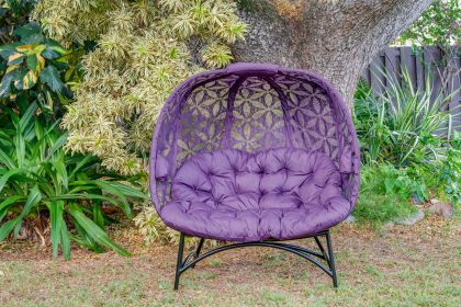 56 H x 50 W x 26 D Outdoor Purple Cozy Pumpkin Loveseat with Cushion and Flower of Life Design