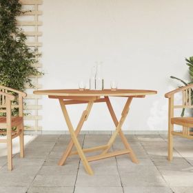 Folding Patio Table Ø 47.2"x29.5" Solid Wood Teak