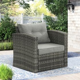 Single sofa-gray rattan smoky gray cushion