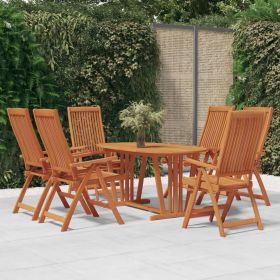 7 Piece Patio Dining Set Solid Wood Eucalyptus