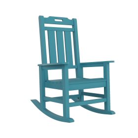 Presidential Rocking Chair HDPE Rocking Chair Fade-Resistant Porch Rocker Chair, All Weather Waterproof for Balcony/Beach/Pool ,Blue