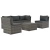 4 Piece Patio Lounge Set with Cushions Poly Rattan Gray