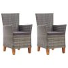 Patio Chairs 2 pcs with Cushions Poly Rattan Gray