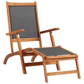 Patio Deck Chair Solid Acacia Wood and Textilene