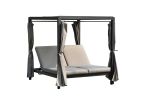 Direct Wicker Steel Rattan Lounger With Shade and Curtain Round Tube Version and Adjustable Back Outdoor Daybed