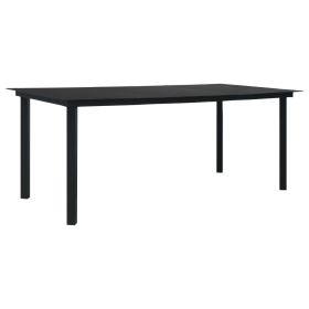 Patio Dining Table Black 74.8"x35.4"x29.1" Steel and Glass