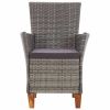 Patio Chairs 2 pcs with Cushions Poly Rattan Gray