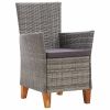 Patio Chairs 2 pcs with Cushions Poly Rattan Gray