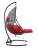 Patio PE Rattan Swing Chair With Stand and Leg Rest for Balcony, Courtyard