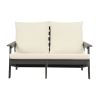 HIPS Loveseat with Cushion, Wood Grain Outdoor Garden Sofa, Grey/Beige