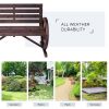 2-Person Seat Bench with Backrest Wooden Wagon Wheel Bench, Rustic Outdoor Patio Furniture-AS