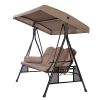 3 Persons Luxury Outdoor Porch Swing Chair With Cup Holder Cushion Pillow Canopy