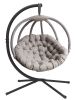 66 H x 40 W x 43 D Outdoor Beige Overland Hanging Ball Chair with Cushion and C Type Bracket