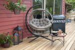 66 H x 40 W x 43 D Outdoor Beige Overland Hanging Ball Chair with Cushion and C Type Bracket