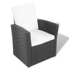 4 Piece Patio lounge set with Cushions Poly Rattan Black