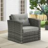 Single sofa-gray rattan smoky gray cushion