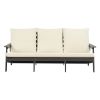 HIPS 3 Seater Sofa with Cushion, Outdoor Garden Sofa, Grey/Beige