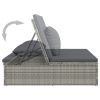 Convertible Sun Bed with Cushions Poly Rattan Dark Gray