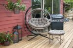 66 H x 40 W x 43 D Outdoor Beige Overland Hanging Ball Chair with Cushion and C Type Bracket