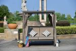 Direct Wicker Steel Rattan Lounger With Shade and Curtain Round Tube Version and Adjustable Back Outdoor Daybed