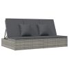 Convertible Sun Bed with Cushions Poly Rattan Dark Gray