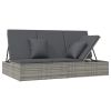 Convertible Sun Bed with Cushions Poly Rattan Dark Gray