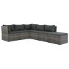 4 Piece Patio Lounge Set with Cushions Poly Rattan Gray