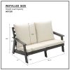 HIPS Loveseat with Cushion, Wood Grain Outdoor Garden Sofa, Grey/Beige