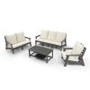 HIPS 3 Seater Sofa with Cushion, Outdoor Garden Sofa, Grey/Beige