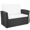 4 Piece Patio lounge set with Cushions Poly Rattan Black