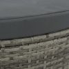 2 Seater Patio Sofa with Cushions and Parasol Gray Poly Rattan